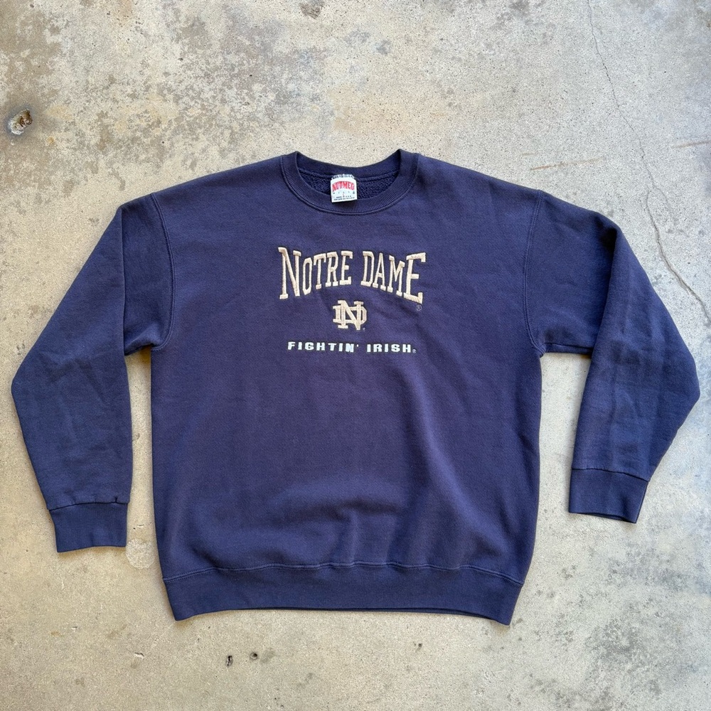 Vintage Notre Dame Fightin' Irish Crewneck Sweater Large Made in the USA Nutmeg